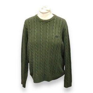 Chaps Vintage Mens Long Sleeve Crew Neck Cable-knit Sweater, Green, size L